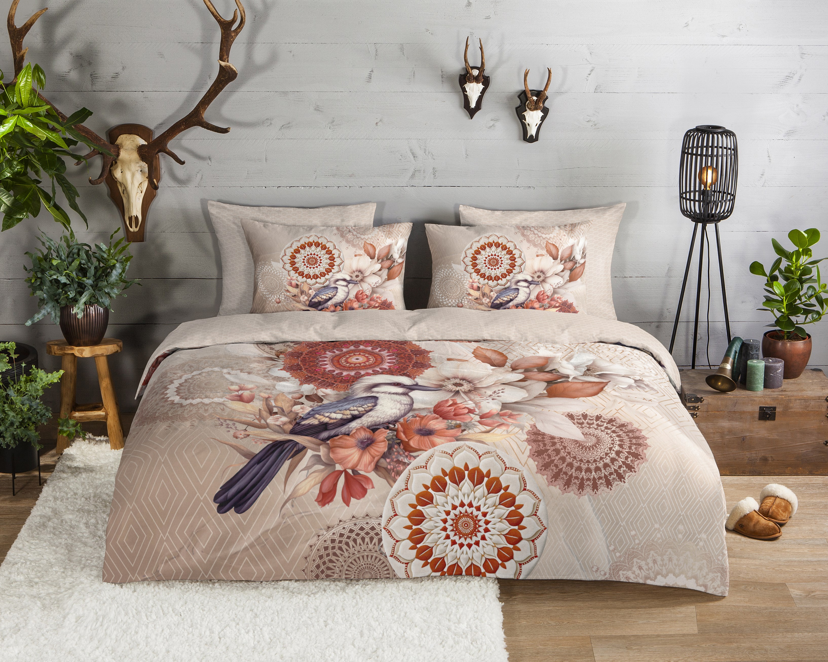 Muller Textiles Dekbedovertrek 33376 Luigio Sand/Mandala en vogel/Lits-Jumeaux
