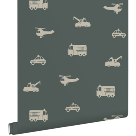 Esta Home Pom Pom Pie behang 131400 Brandweerauto/Kranen/Helikopter