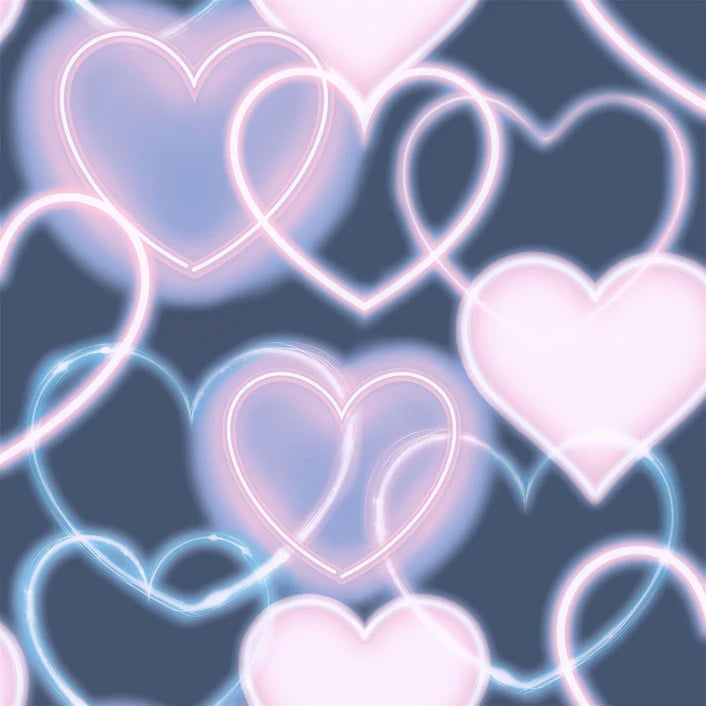 Arthouse Signature 2 Behang 925605 Neon Heart Wall Navy Pink/Harten