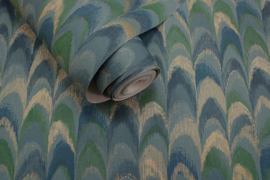 Dutch Wallcoverings Patagonia Behang 36132 Ruba Teal/Veren/Natuurlijk