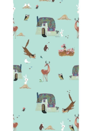 KEK Amsterdam Kids Fotobehang WP-135 Forest Animals Mint/Bosdieren