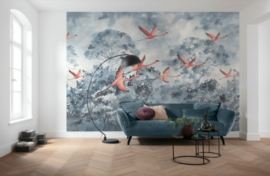 Noordwand Komar INK Fotobehang INX8-053 Flamingos in the Sky/Vogels