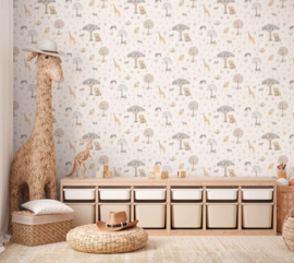 AS Creation Lilly en Luis Behang 77176-1 Safari Dieren Beige