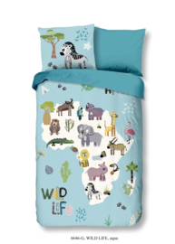 Dekbedovertrek Muller-Textiles 6646 Wild Life Aqua/Wilde dieren/Afrika/Kids/Kinderkamer 1 persoons