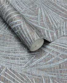 Eijffinger Anam Behang 350915 Bladeren Blauw Zilvergrijs
