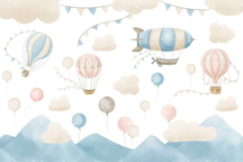AS Creation Lilly en Luis Canvas Schilderij DD129389 Dreamy Drifters/Luchtballon/Schip