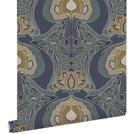 Esta Home Bloom Behang 139572 Art Deco Motief/Vergrijsd Blauw