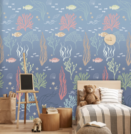 Dutch Wallcoverings Sam & Luca Fotobehang INK8025 Whale Magic Coral Soft