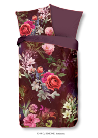 Muller Textiles Dekbedovertrek 9344-D Simone Bordeaux/Bloemen/1 persoons