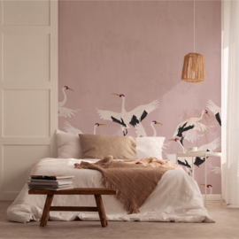 Annet Weelink Design Fotobehang 8785280857965 Stork Dark Blush/Ooievaars