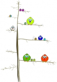 Noordwand  Little Ones Behang 414043 Tweety Birds/Boom/Vogels/Kinderkamer Fotobehang