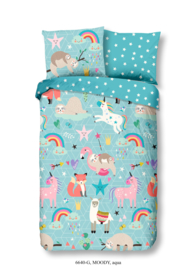 Muller Textiles Dekbedovertrek 6640-G Moody/Aqua/Dieren/Kinderkamer/1 persoons