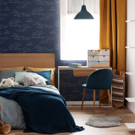 Noordwand Kids@Home Individual Behang 108554 Vintage Cloud Navy/Wolken