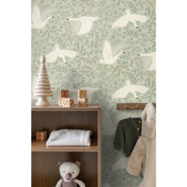 Esta Home Nieuw Behang 130960 Zwanen/Bloemen