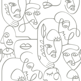 Noordwand Friends & Coffee Behang 16617 Faces/Lijntekening