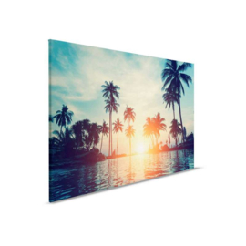 AS Creation Designwalls 2 Canvas Schilderij DD123912 Sunset & Palms/Tropical/Palm/Zon
