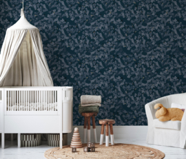 Annet Weelink Behang 8945004824363 Deep Forest Navy/Bladeren