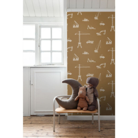 Esta Home Nieuw Behang 139971 Voertuigen Okerbruin/Kinderkamer