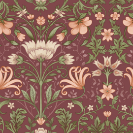 Dutch Wallcoverings Xanadu Behang 91470 Emiliana Maroon/Bloemen