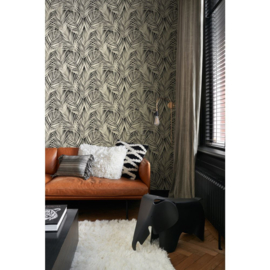 Esta Home Bloom Behang 139318 Palmbladeren/Zwart/Goud