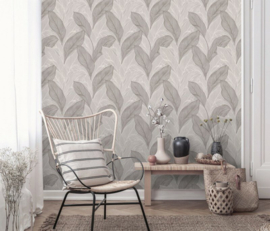 Dutch Wall Decor Collage Behang 10282-38 Bladeren/Modern/Zilver