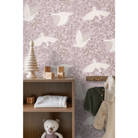 Esta Home Nieuw Behang 130959 Zwanen Lila Paars