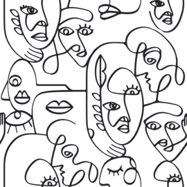 Noordwand Friends & Coffee Behang 16619 Faces/Lijntekening