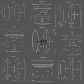 Esta Home Regatta Crew Surf Edition Behang 148-128872 Surfplank/Tekening