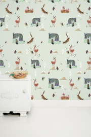 KEK Amsterdam Kids Behang Wallpaper Green WP-101 Forest Animals