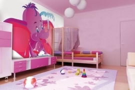 Noordwand  Little Ones Behang 418039 Purple Dumbo/Olifant/Dieren/Kinderkamer Fotobehang