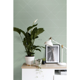 Esta Home Bloom Behang 139453 Grafische Lijnen Vergrijsd Groen