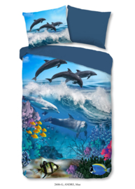 Muller Textiles Dekbedovertrek 2606 Andre Blue/Vissen/Dolfijn/Kids/Kinderkamer/1 Persoons