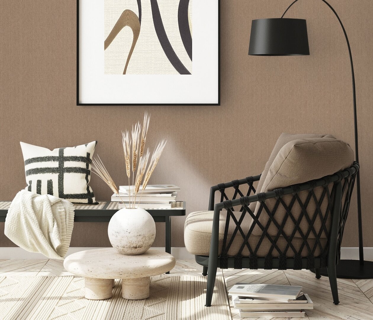 Dutch Wall Decor Spotlight 2 Behang 10437-30 Uni Textiel structuur