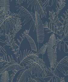 Dutch Wallcoverings Omura Behang A69303 Bladeren/Blauw/Wit
