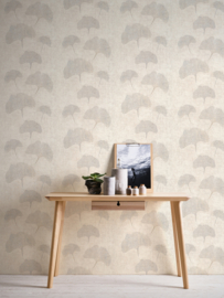 AS Creation Cuba 2 Behang 32265-3 Gingko Bladeren Greige-Grijs