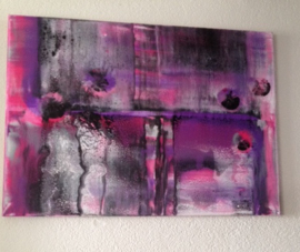 Canvas Schilderij 3 Kunst/Modern/Abstract/Roze/Acryl