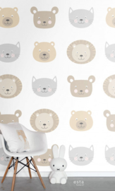 Esta Home Let's Play XXL Wallpaper 158932 Cute Animal Heads/Dieren