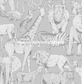 Noordwand Kids@Home Individual Behang 108567 Jungle Animals Grey