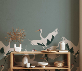 Annet Weelink Design Fotobehang 8785280857972 Stork Teal/Ooievaars