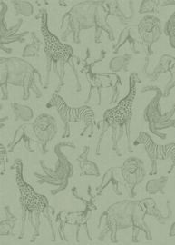 Dutch Wallcoverings Sam & Luca Fotobehang INK8027 Life is a Zoo Green/Dieren