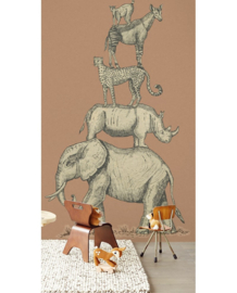 Eijffinger Mini Me Fotobehang 399115 Safari Stack Brick/Dieren