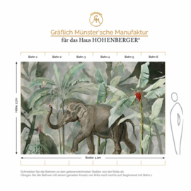 Hohenberger Digital Murals 27028 Fotobehang Palmbladeren met Olifant