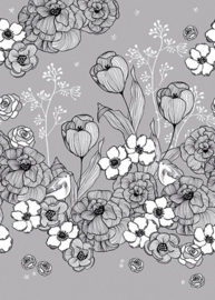 Behangexpresse Light & Dark Fotobehang INK7330 Floral Lines/Bloemen