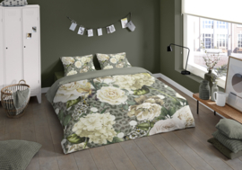 Muller Textiles Dekbedovertrek 20048-M Pure/Joy Olive/Bloemen/Landelijk