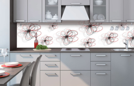 Dimex Zelfklevende Keuken Achterwand Red-Black Flowers KL-260-098 Modern