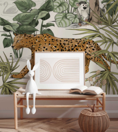 Annet Weelink Design Fotobehang 8785280858399 Jungle Jazz Off White/Dieren