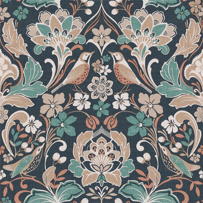 Arthouse Signature 2 Behang 100197AH Folk Floral Navy/Vogels en Bloemen