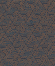 Rasch Sensai Behang 297910 Origami Dark Blue & Copper/Modern