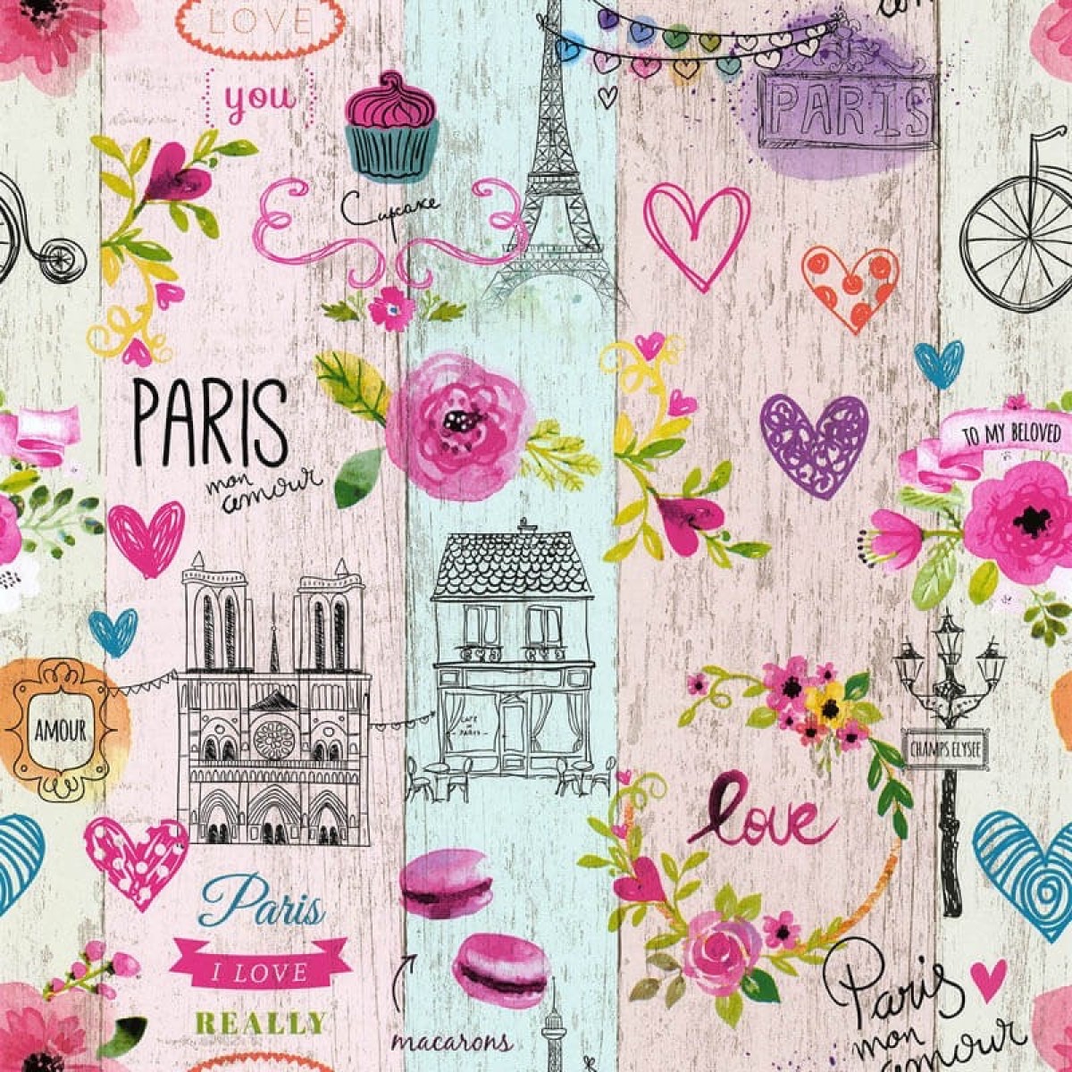 Lutèce Les Aventures Behang 51242903 Paris My Love/Macarons
