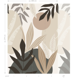 Esta Home Bloom Fotobehang 159251 Tropische Bladeren/Beige/Grijs